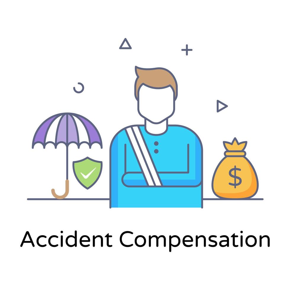 An accident compensation flat outline vector