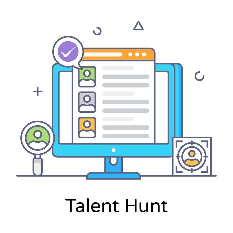 diseño de icono de concepto plano de búsqueda de talento vector