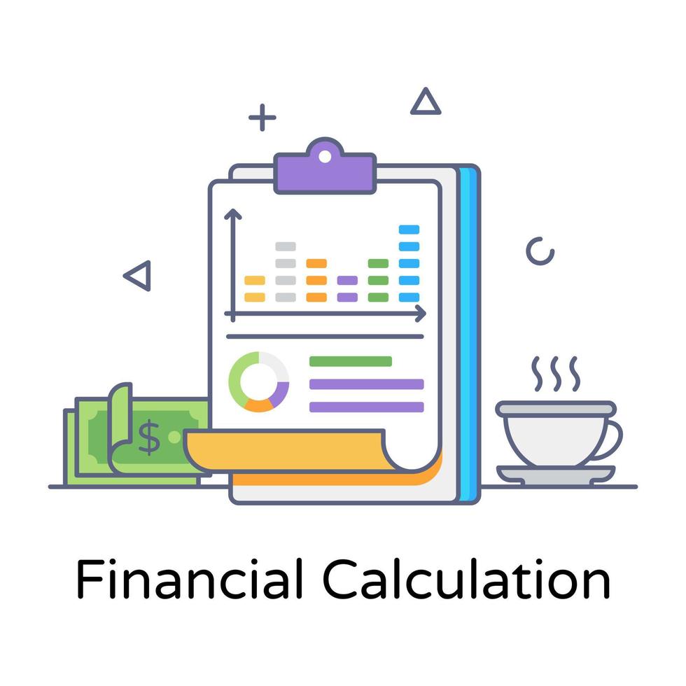 Trendy flat outline vector of financial calculation
