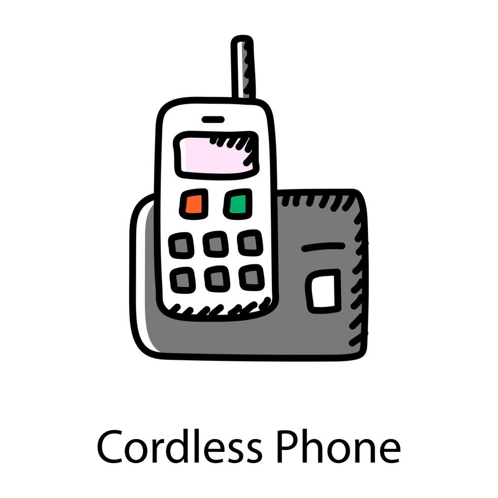 Cordless phone vector design, electronic telecommunication device in editable vector