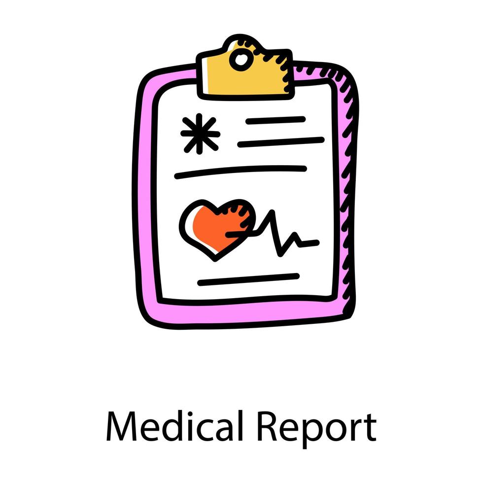 Medical report in trendy editable doodle vector
