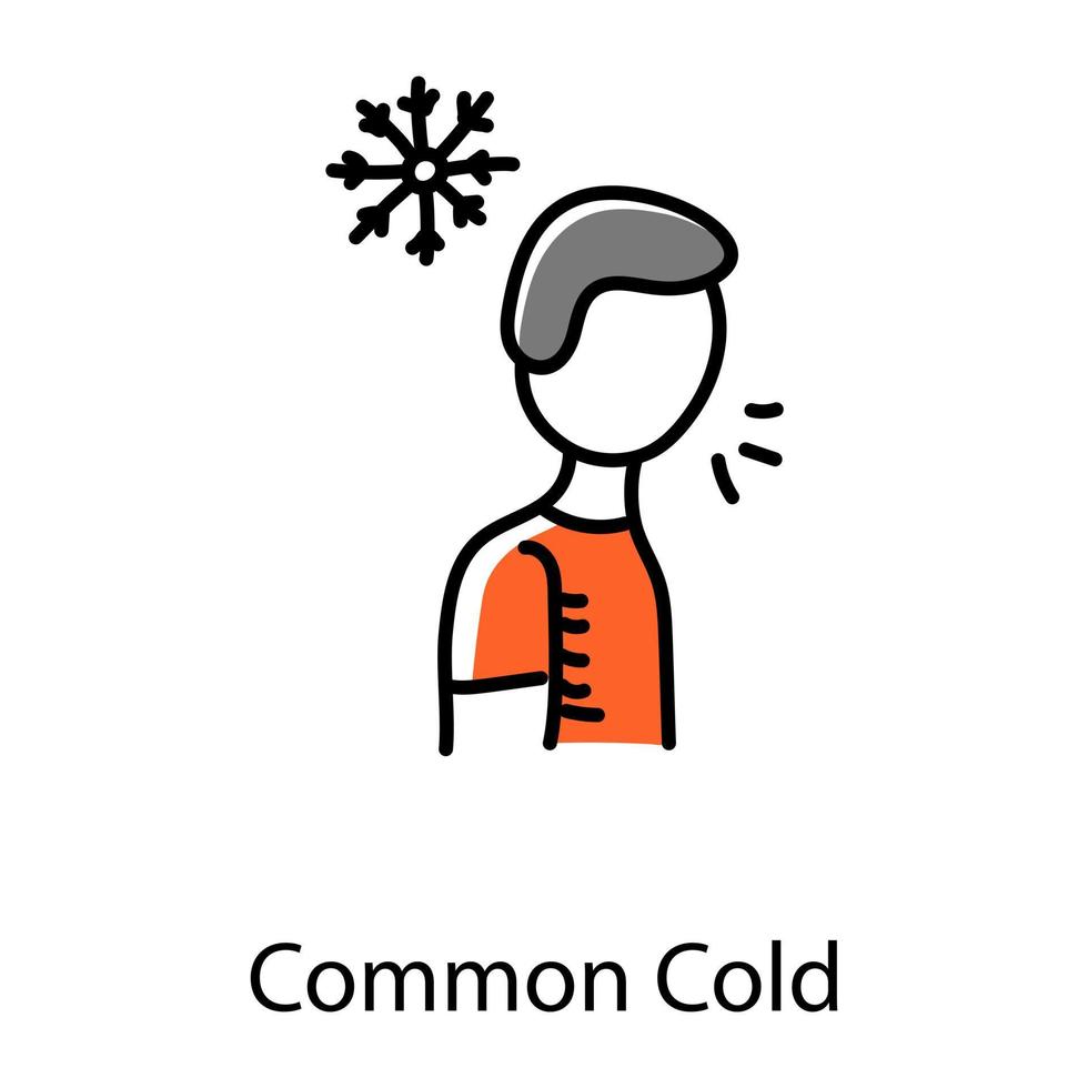 Common cold in hand drawn icon, editable vector