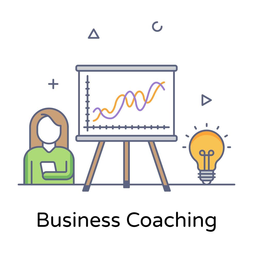 un diseño de icono de concepto plano de coaching empresarial vector