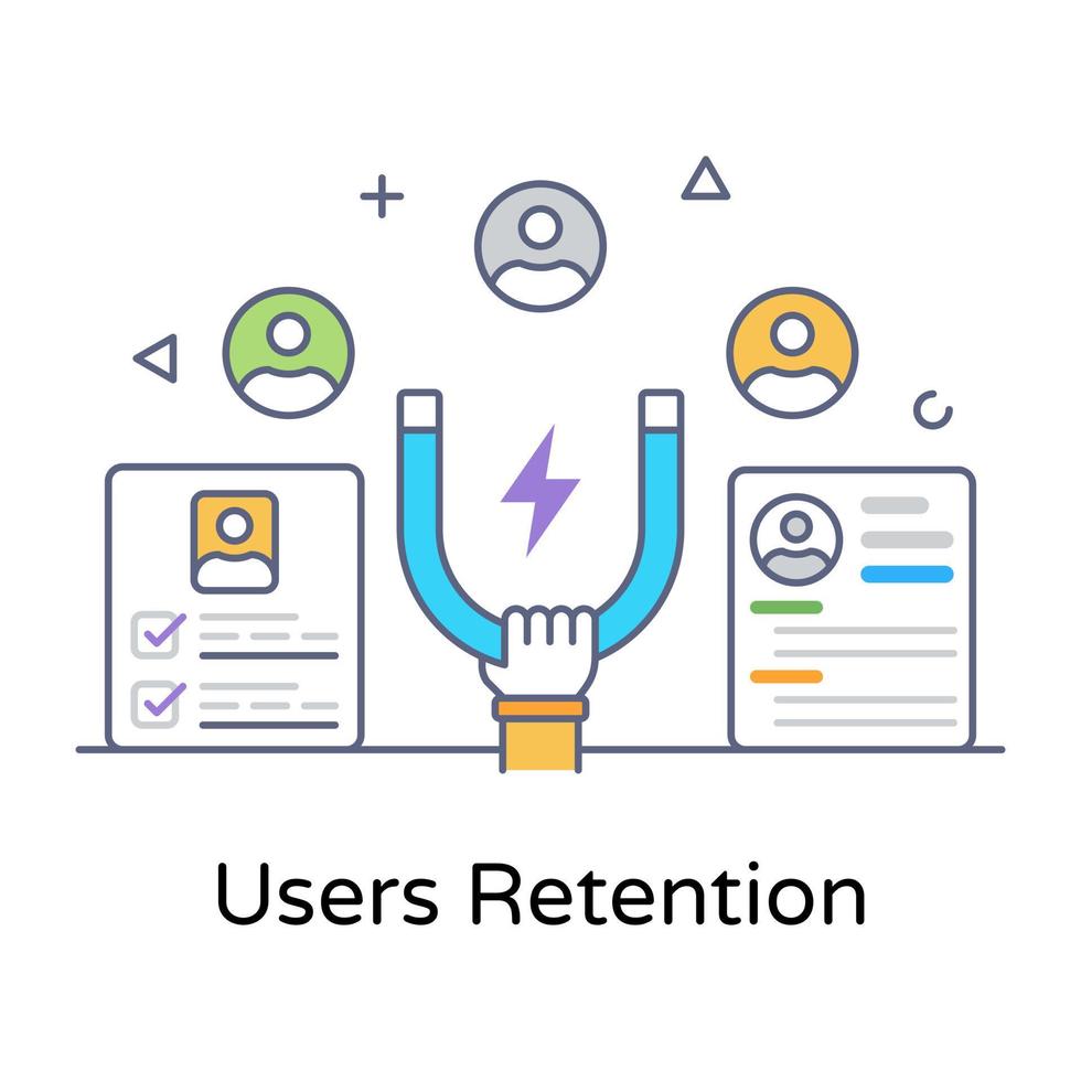 Flat outline vector of user retention, premium download