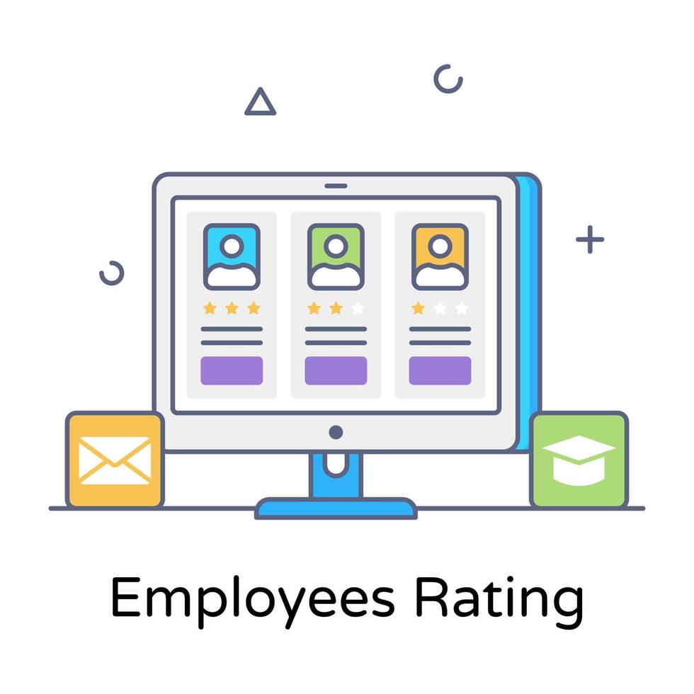 Online employees rating flat vector