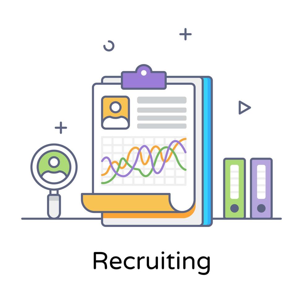 A process of recruiting in flat editable vector