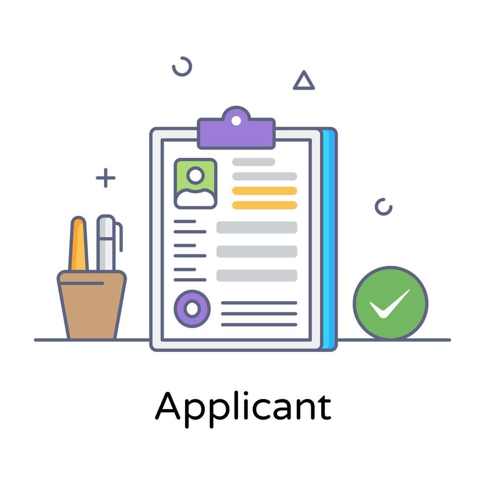 Flat outline editable vector of applicant