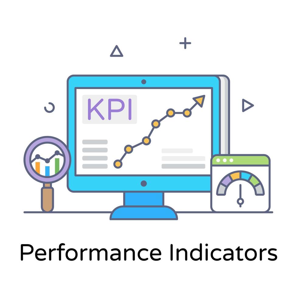 Flat outline design of performance indicator icon vector