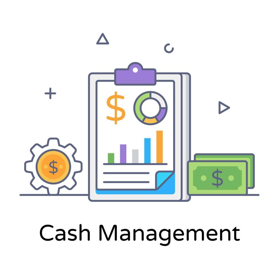 Cash management detailed flat outline icon vector