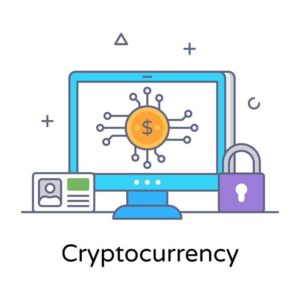Flat outline vector of digital money