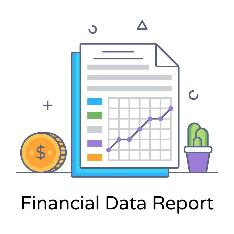 A financial data report flat outline concept vector