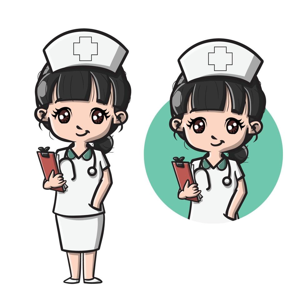 Cute Nurse Cartoon Illustration Vector Illustration