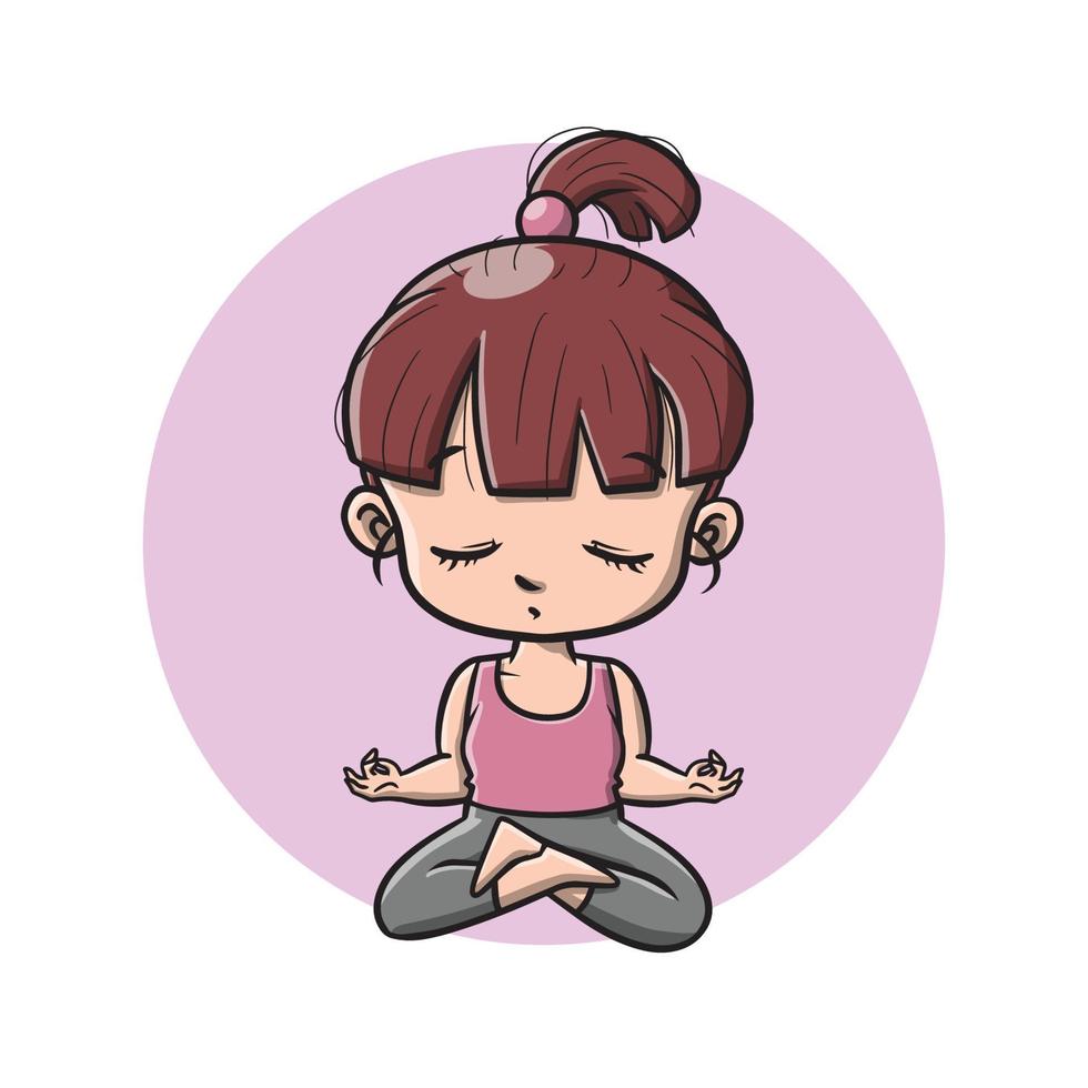 Cute Yoga Girl Cartoon Vector Illustration 6095623 Vector Art at Vecteezy
