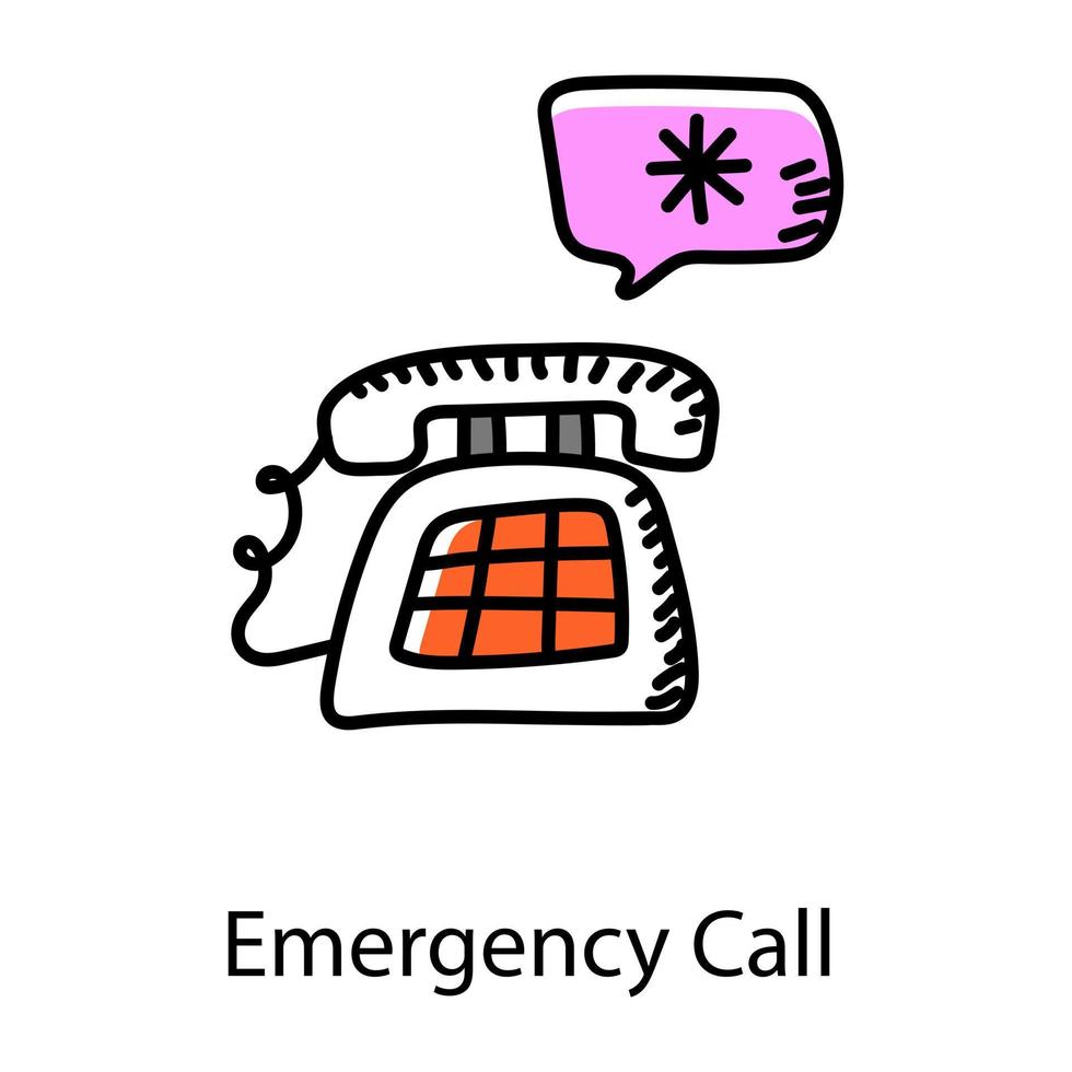 Emergency call in doodle icon, medical help vector