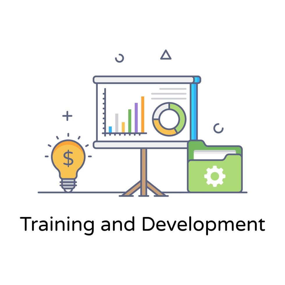 A concept icon of training development in flat line style vector