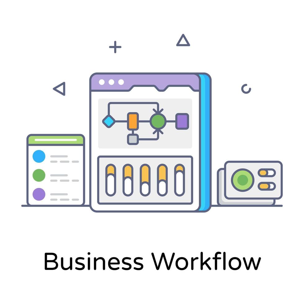 A colorful outline design icon of business workflow vector