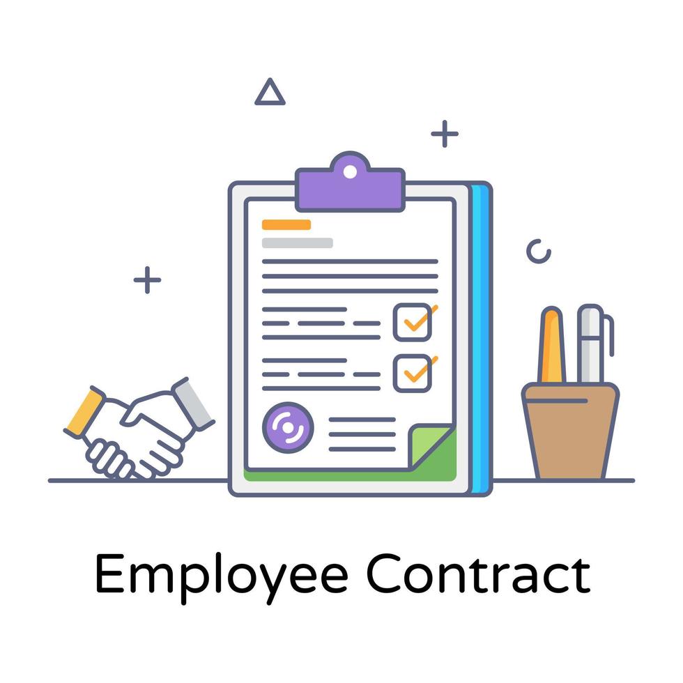 An employee contract flat vector, premium download vector