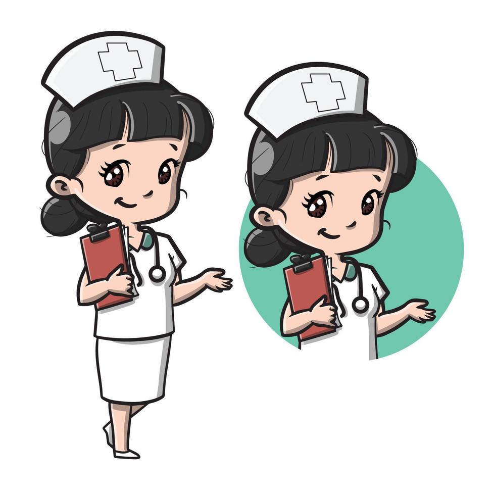 linda enfermera ilustración de dibujos animados ilustración vectorial  6095716 Vector en Vecteezy