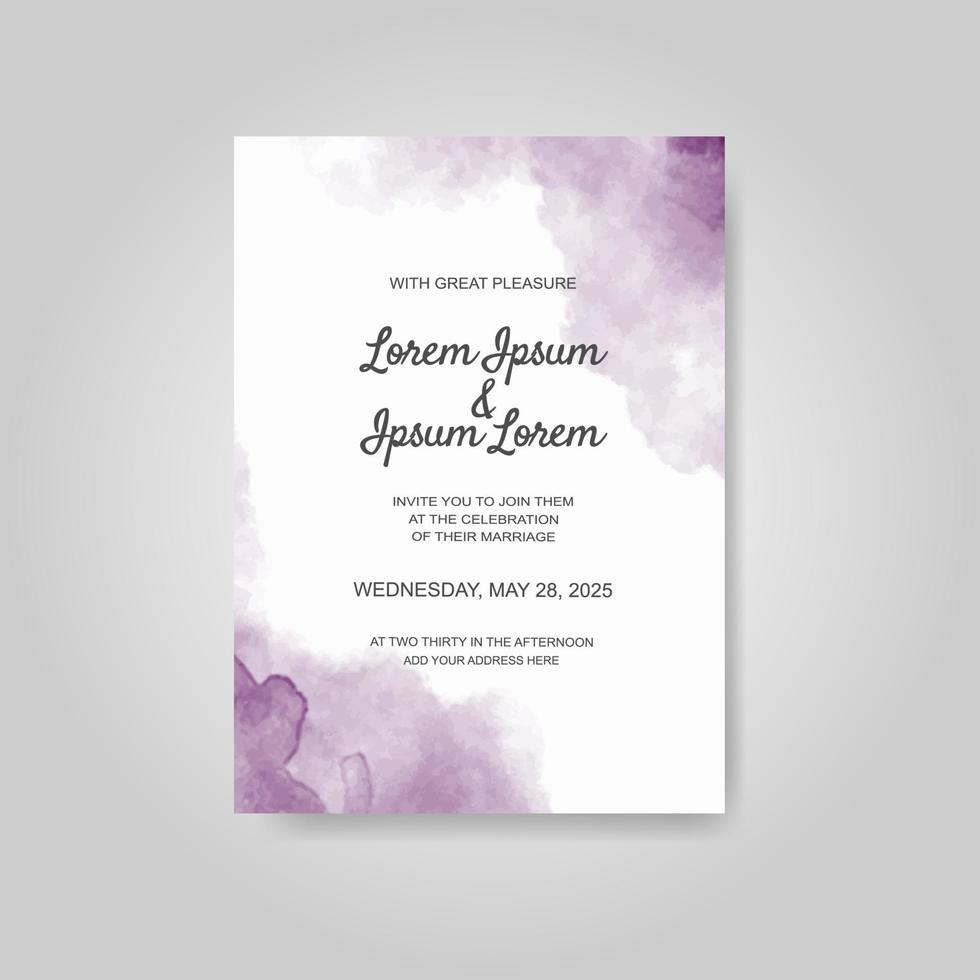 Wedding invitation with abstract watercolor background vector