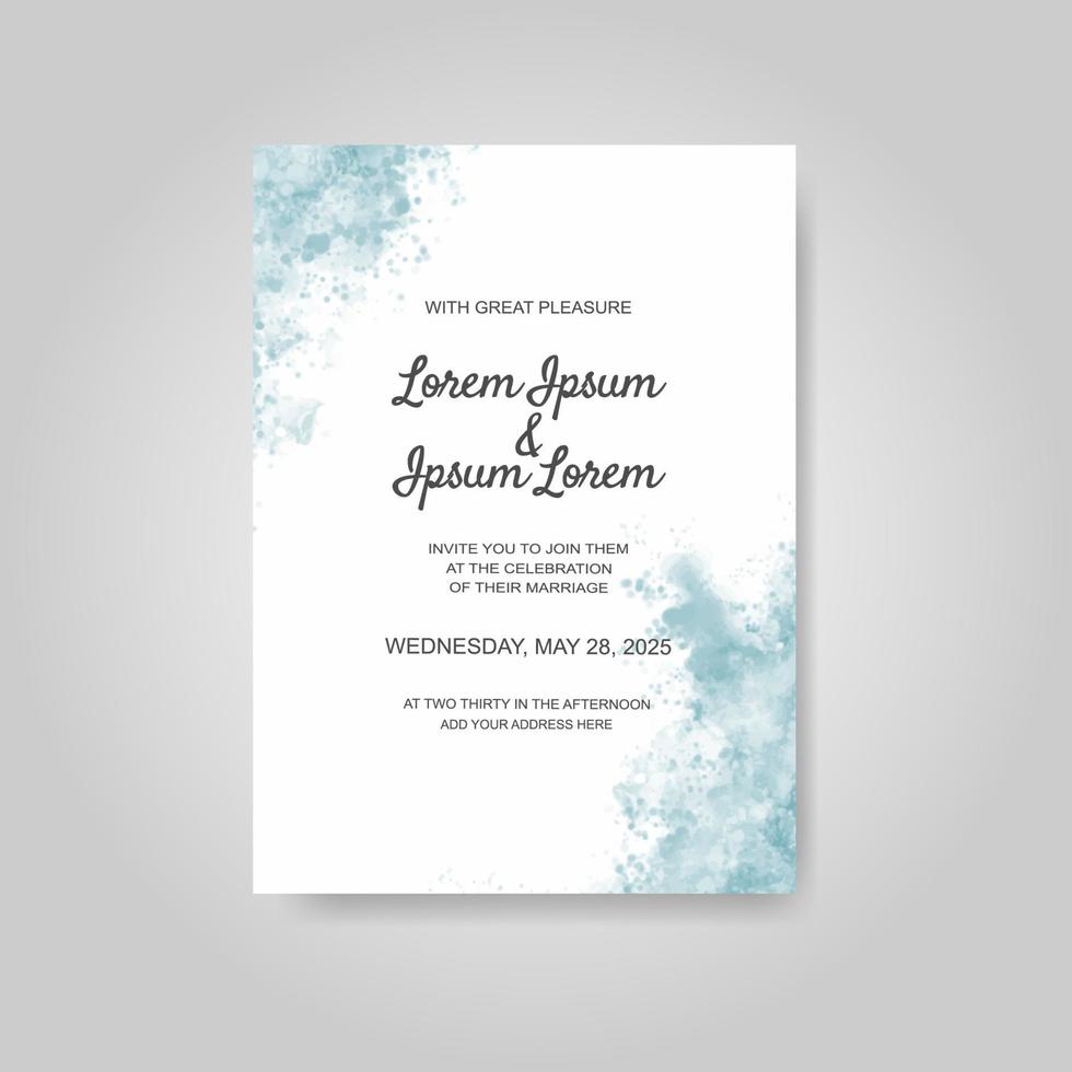 Wedding invitation with abstract watercolor background vector