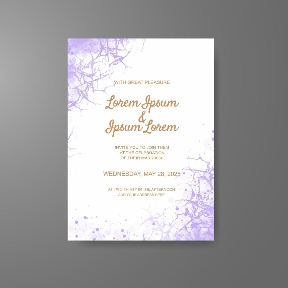 Wedding invitation with abstract watercolor background vector