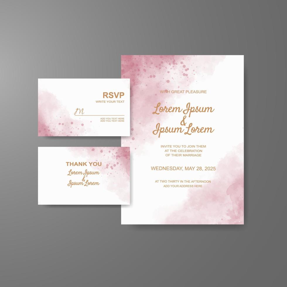 Wedding invitation with abstract watercolor background vector