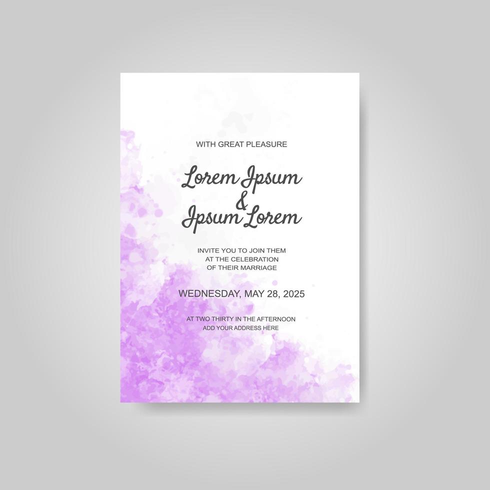 Wedding invitation with abstract watercolor background vector