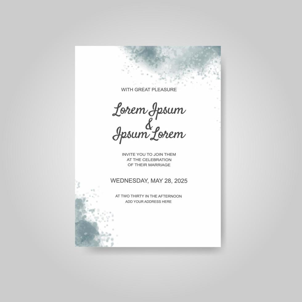 Wedding invitation with abstract watercolor background vector