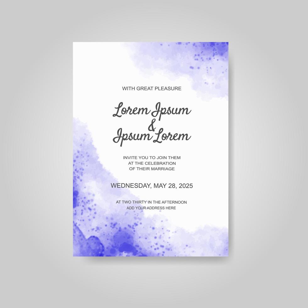 Wedding invitation with abstract watercolor background vector