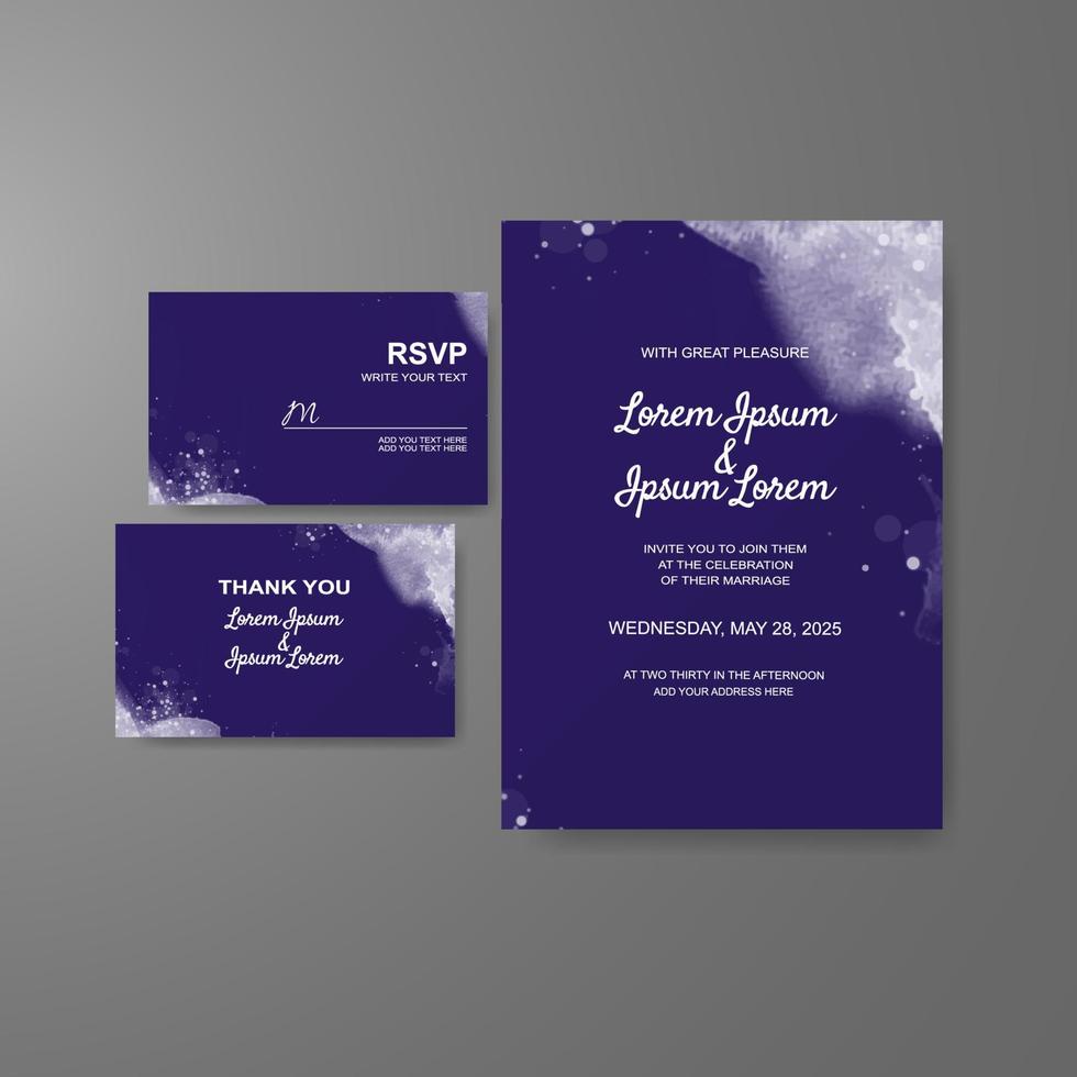 Wedding invitation with abstract watercolor background vector
