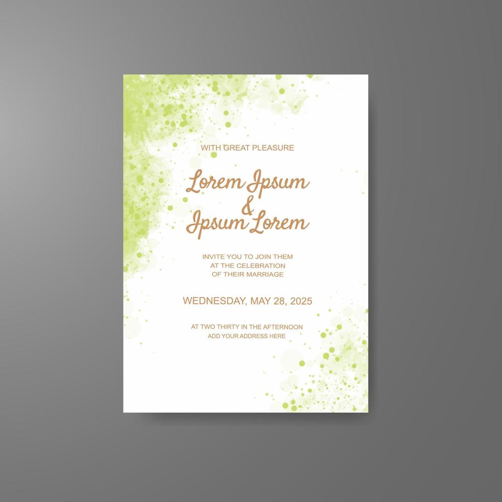 Wedding invitation with abstract watercolor background vector