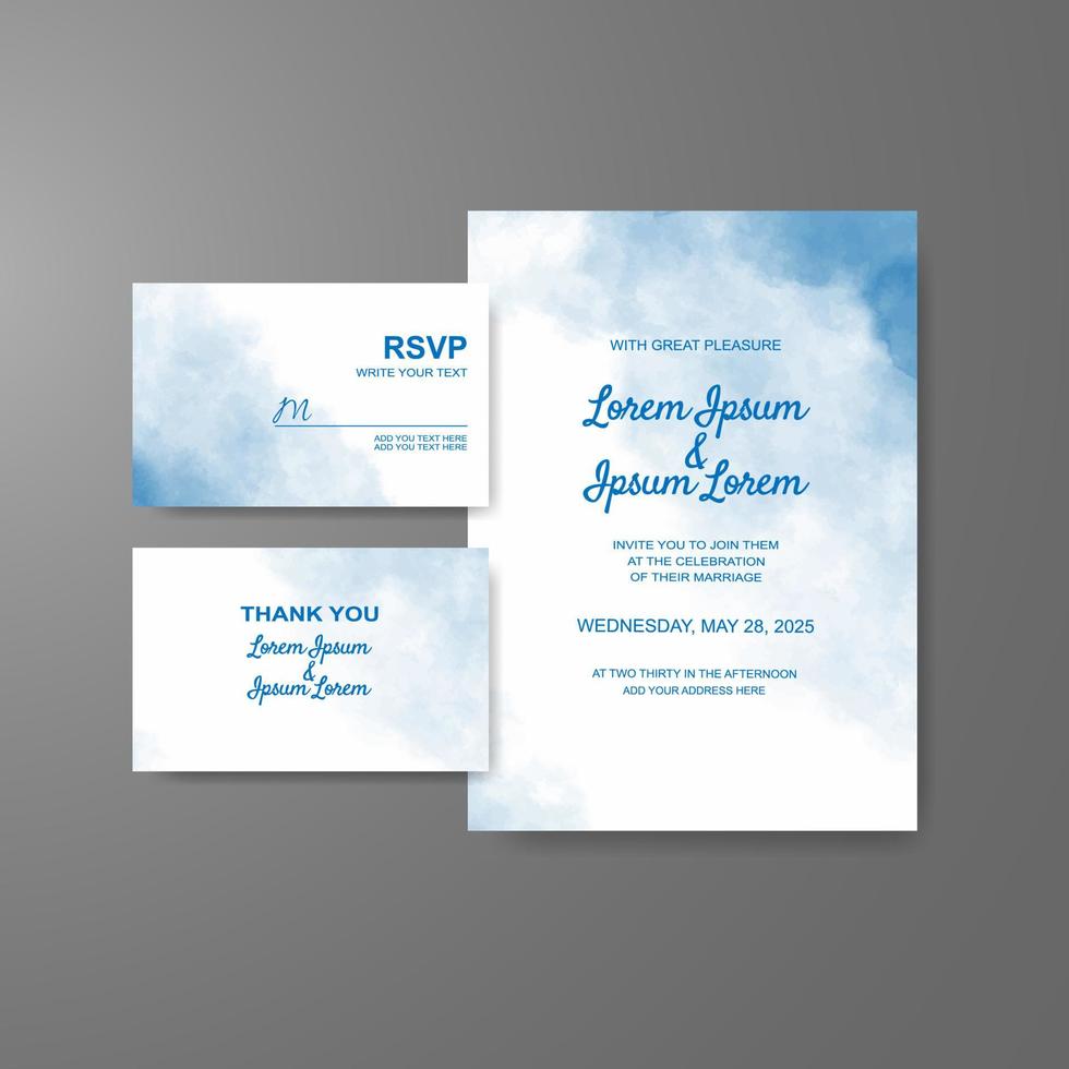 Wedding invitation with abstract watercolor background vector