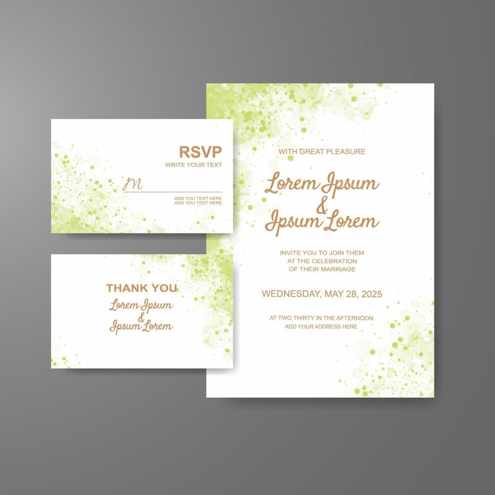 Wedding invitation with abstract watercolor background vector