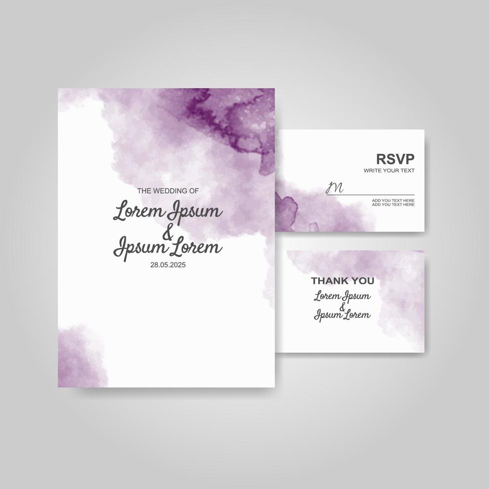 invitación de boda con fondo abstracto de acuarela vector