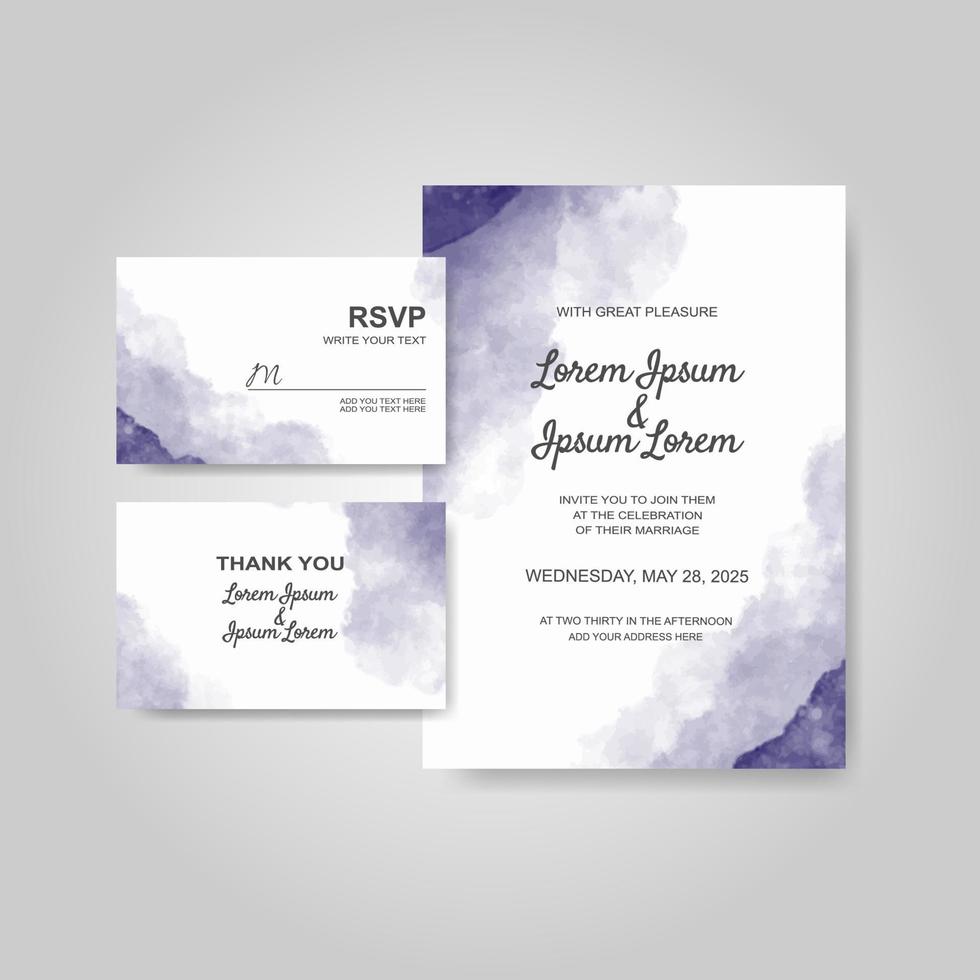 Wedding invitation with abstract watercolor background vector