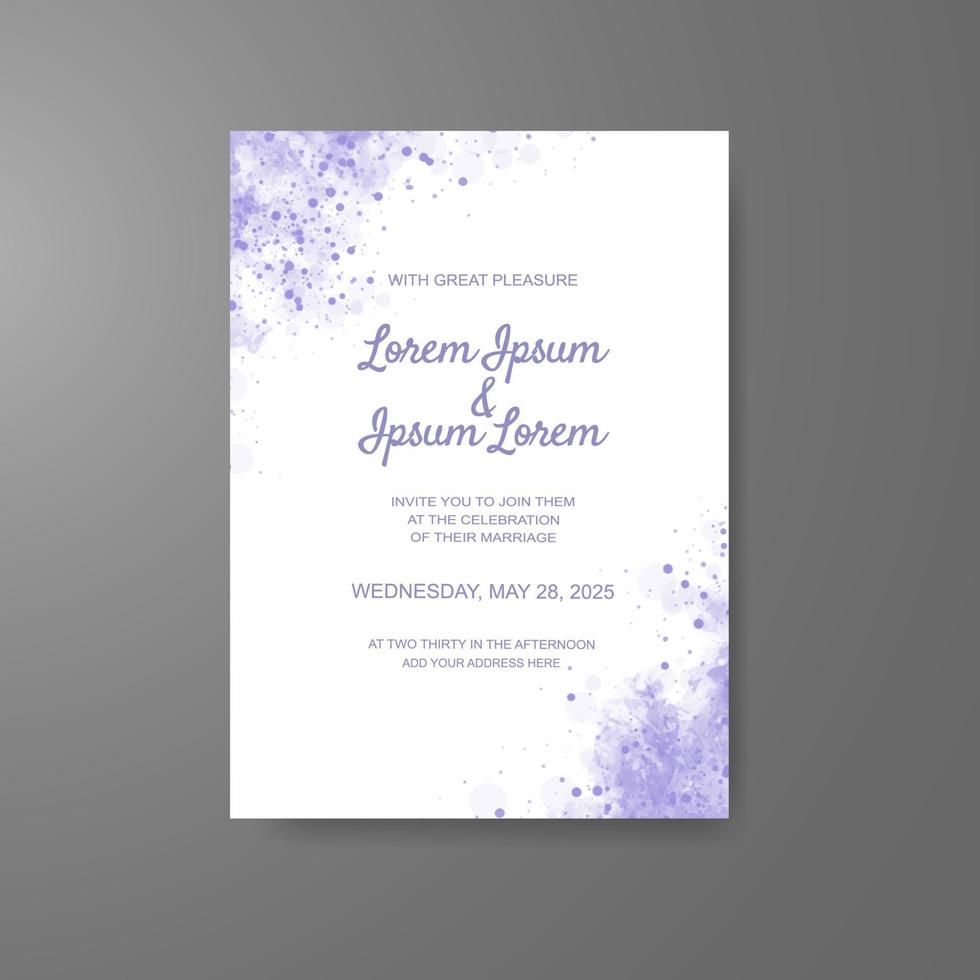 Wedding invitation with abstract watercolor background vector