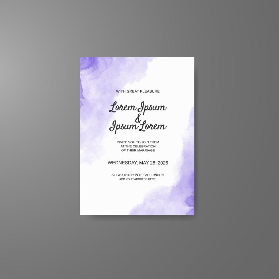Wedding invitation with abstract watercolor background vector
