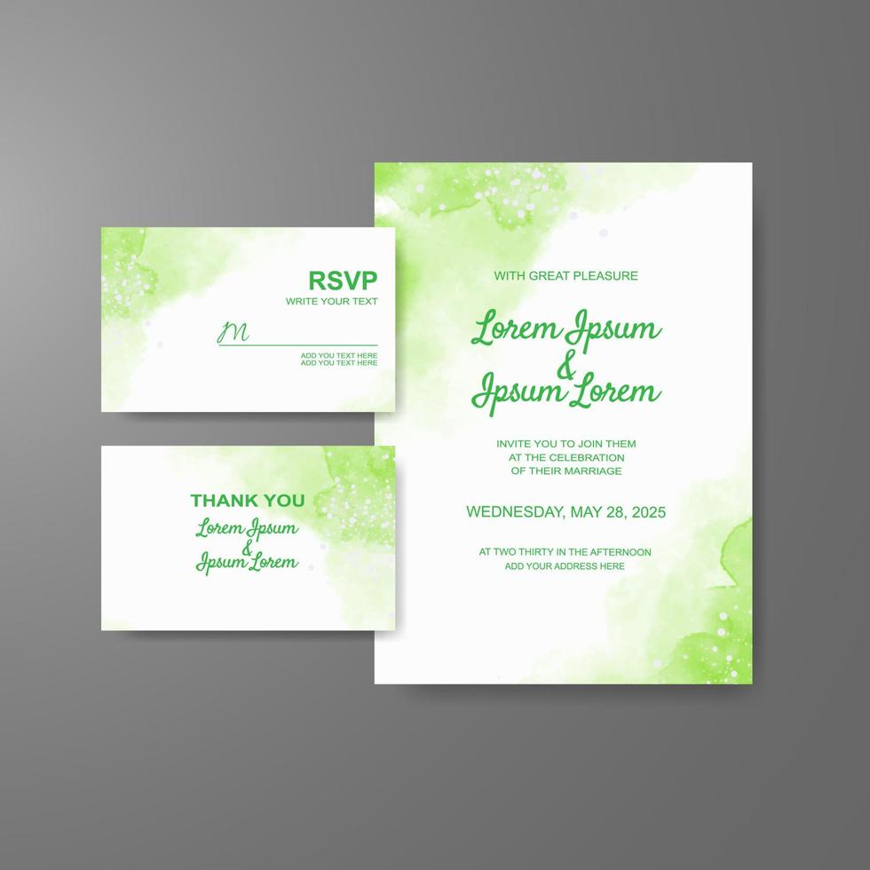 Wedding invitation with abstract watercolor background vector