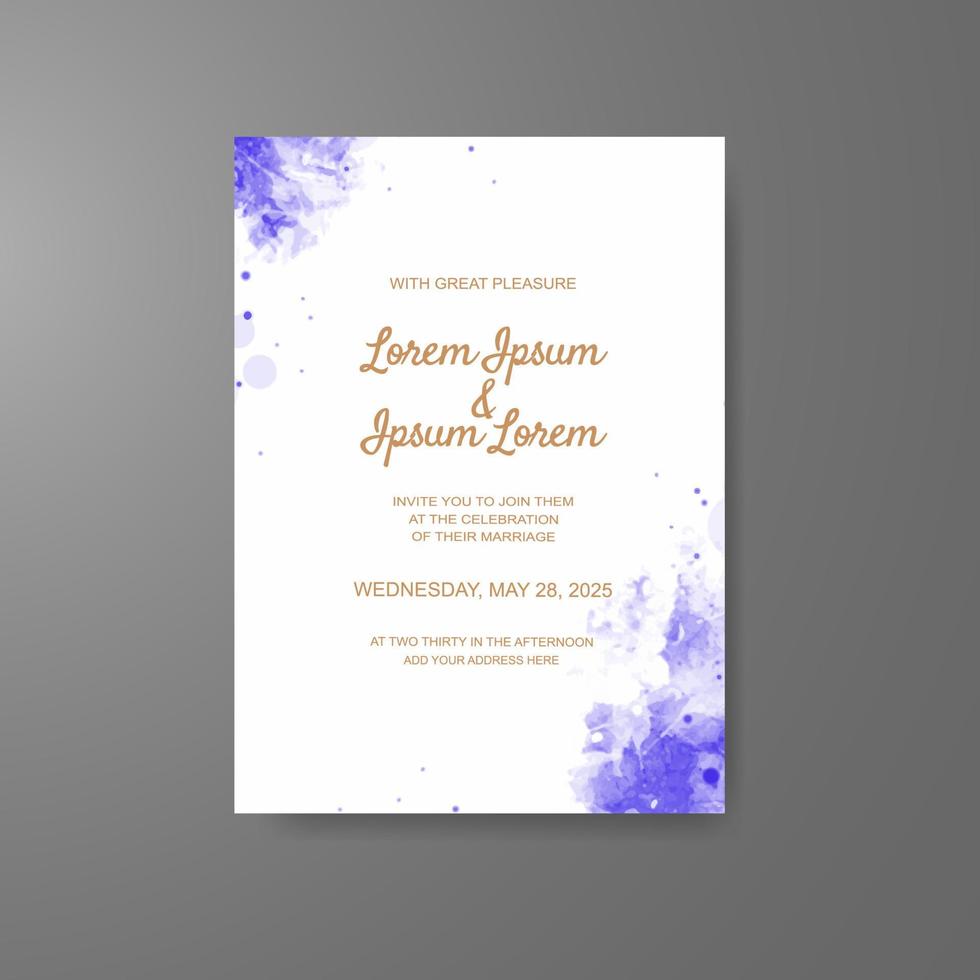 Wedding invitation with abstract watercolor background vector