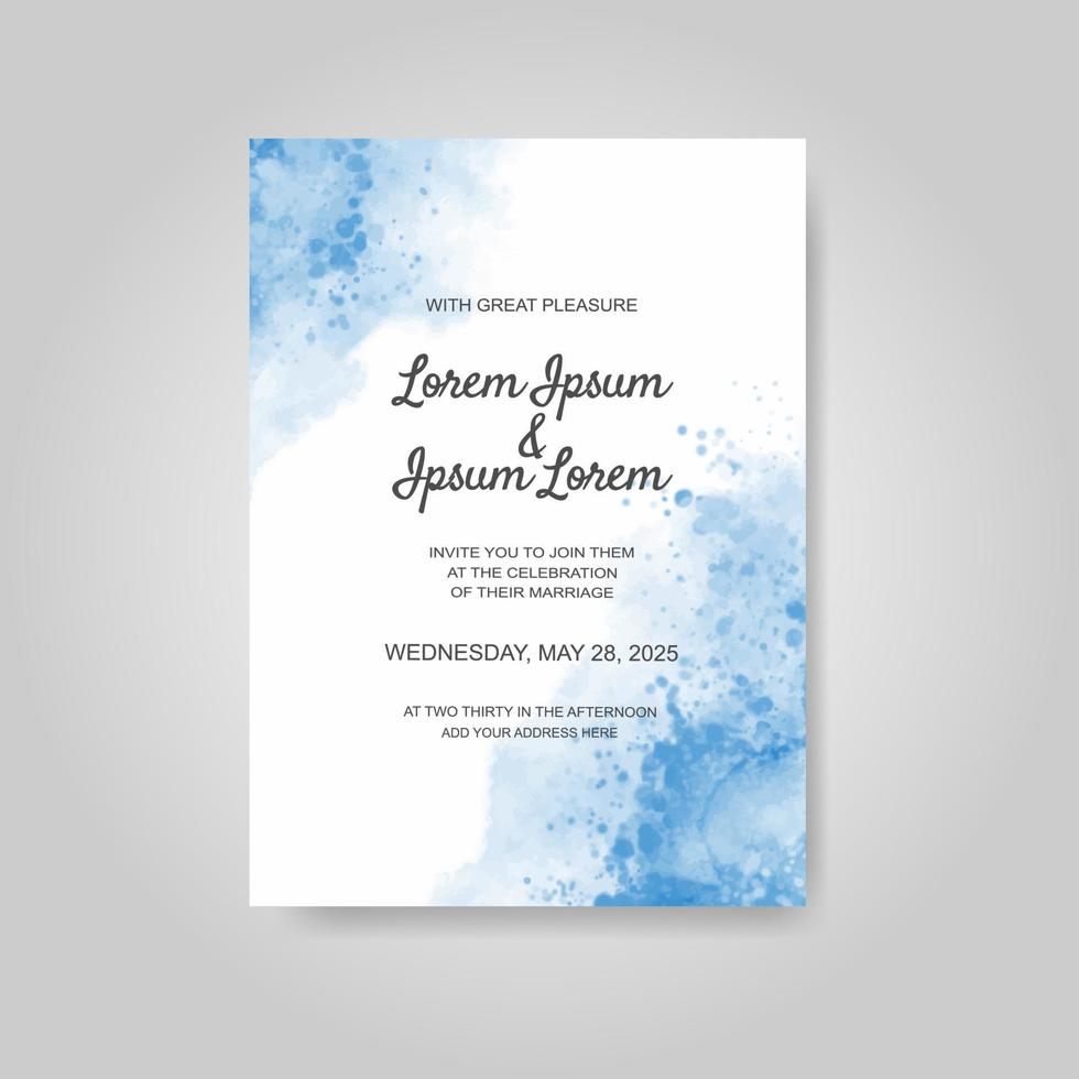 Wedding invitation with abstract watercolor background vector