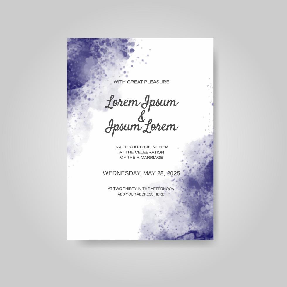 Wedding invitation with abstract watercolor background vector