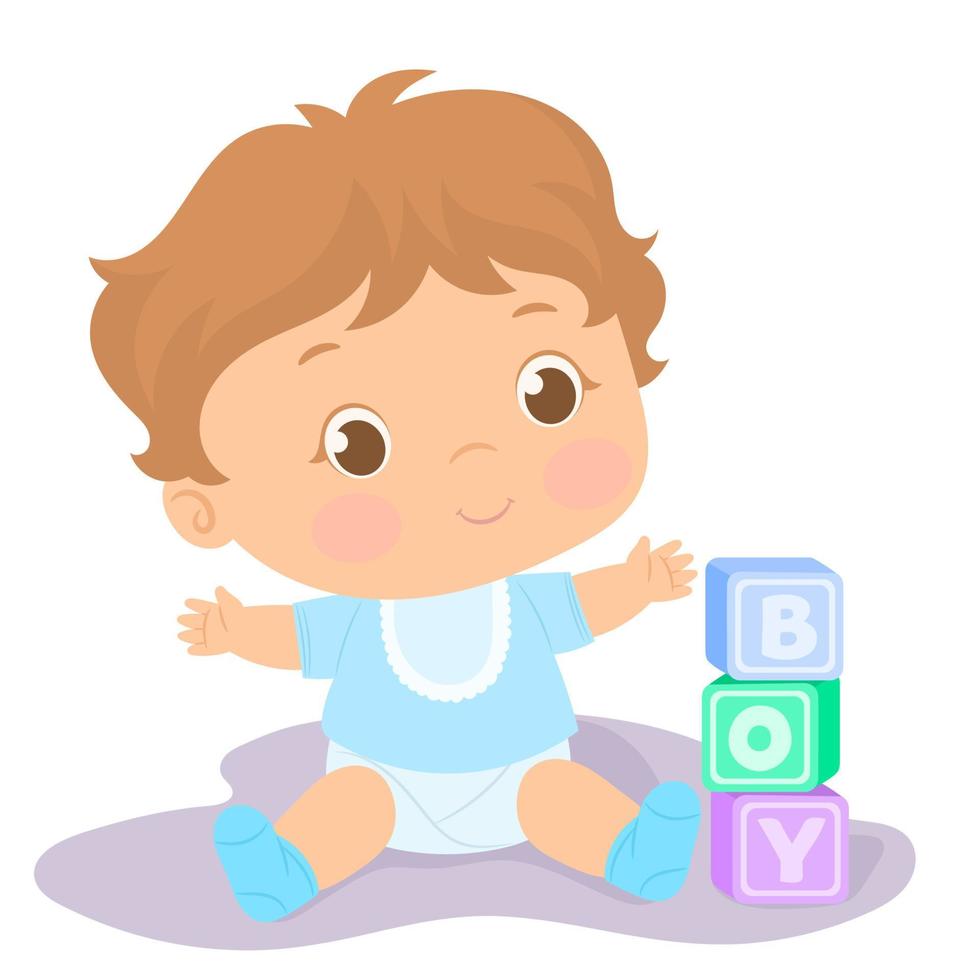 Little boy playing with dices, It's a boy greeting card 6096860 Vector ...