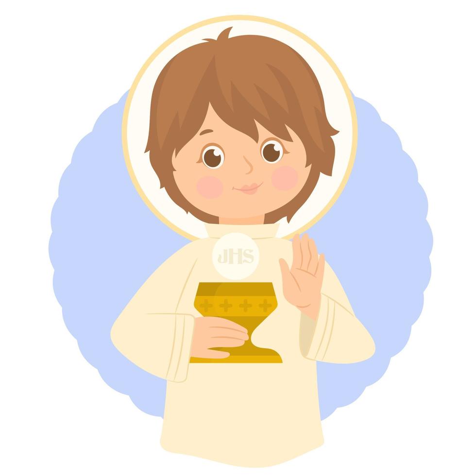 Holy Communion, Last Supper. A bowl of wine and bread. vector