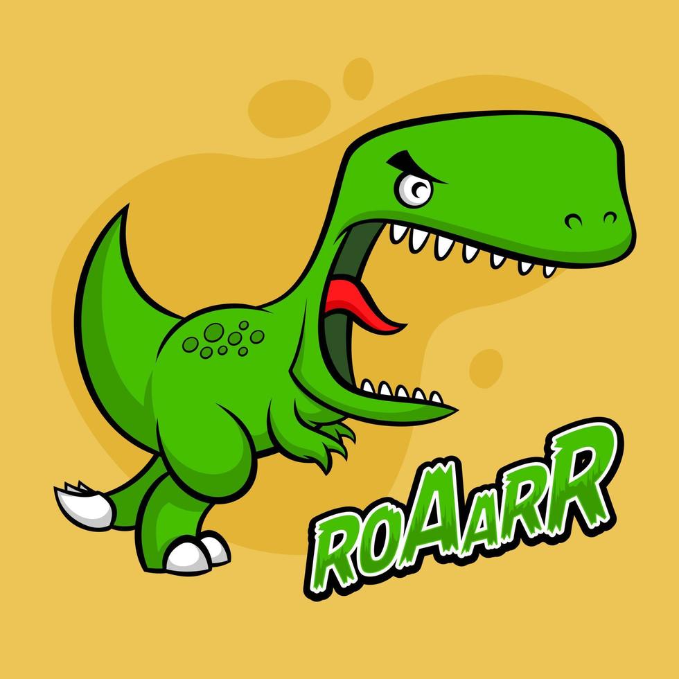 ilustración vectorial de dinosaurios enojados con color verde en estilo de dibujos animados vector