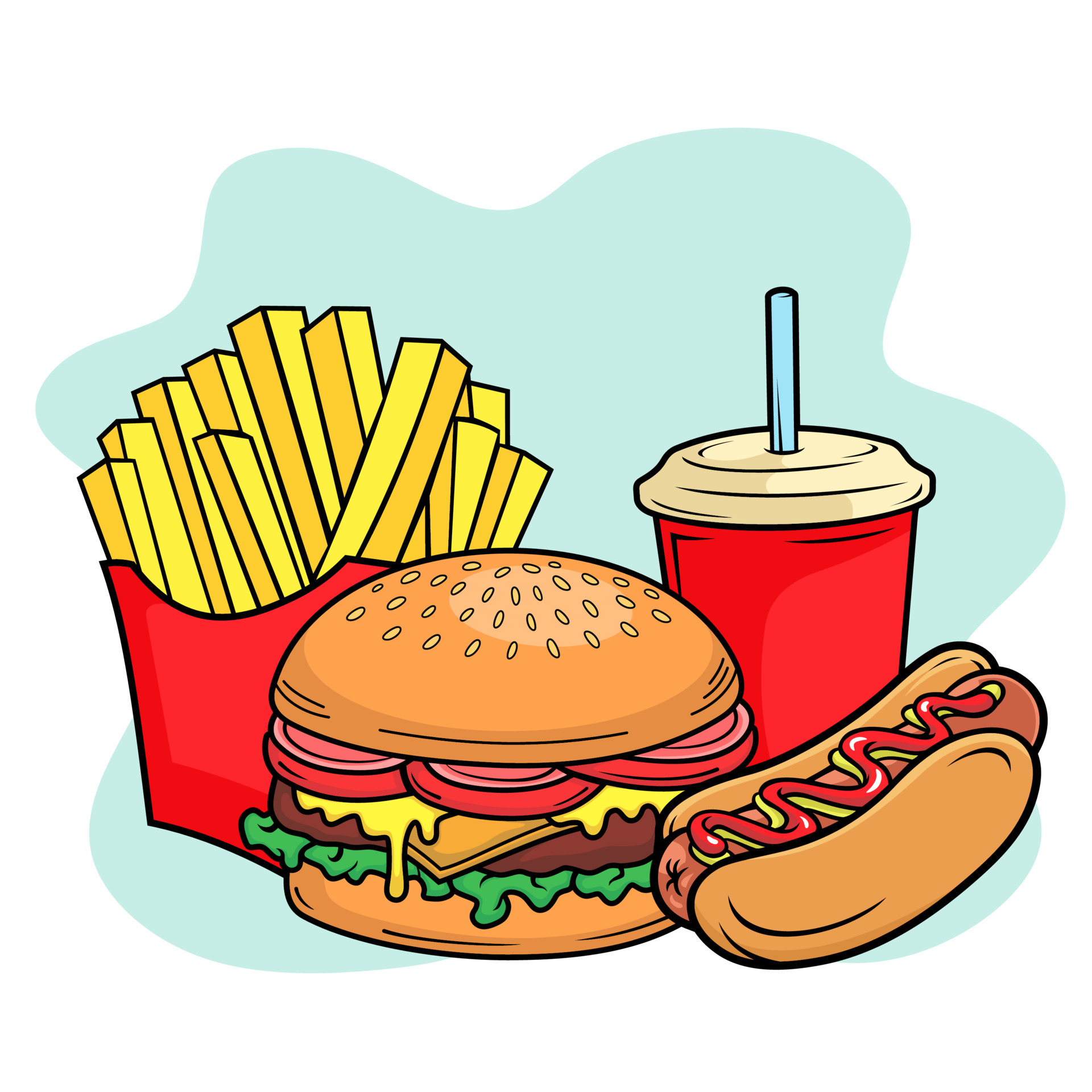 hamburger and french fries