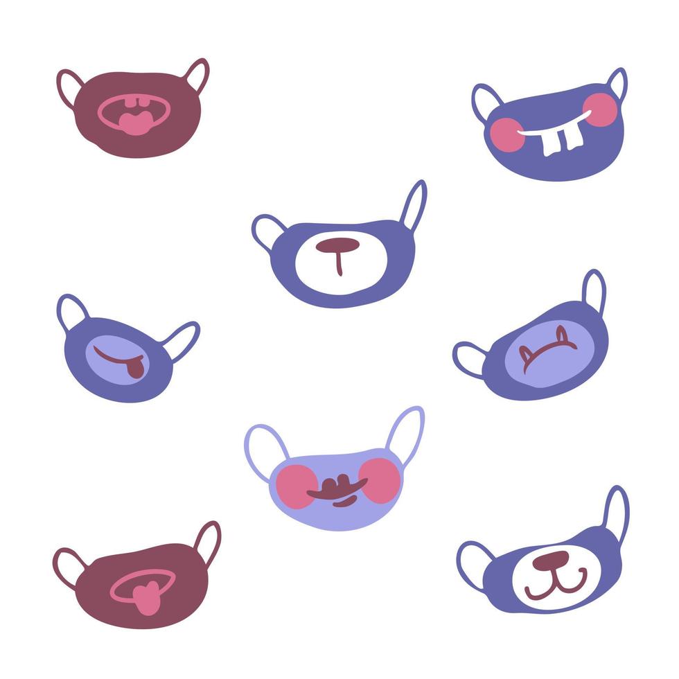 Icon set with funny masks for coronavirus lifestyle design. vector