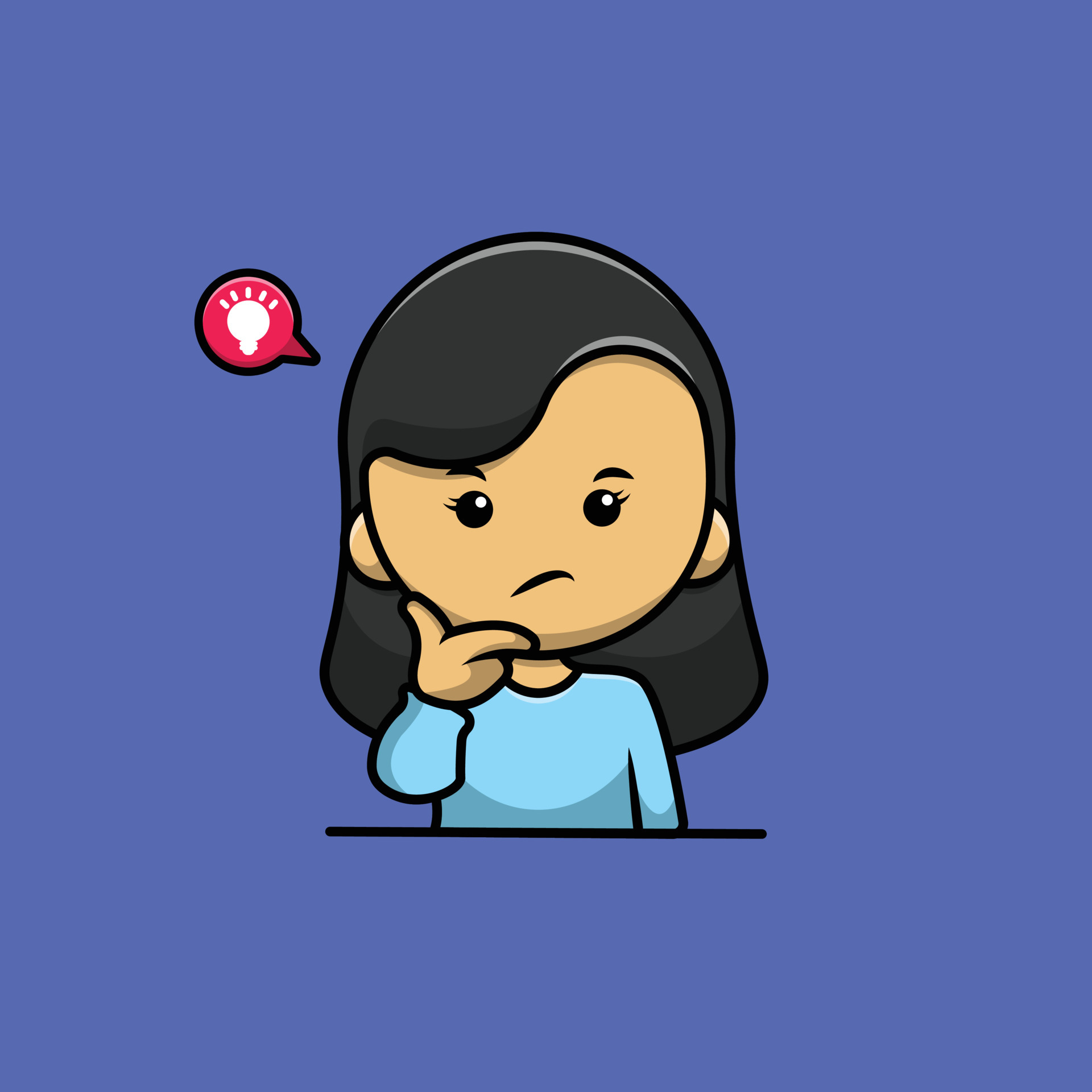 Cute Girl Thinking Cartoon Vector Icon Illustration. People Icon Concept  Isolated Premium Vector. Flat Cartoon Style 6096971 Vector Art at Vecteezy