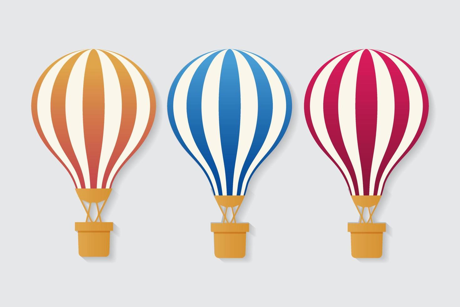 Collection of hot air balloon vector icon illustration. Set of hot air balloon flight over vector illustration.