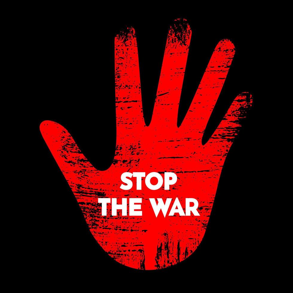 Stop the war background with palm hand and abstract grunge texture. International Day of Peace and stop war background vector. vector