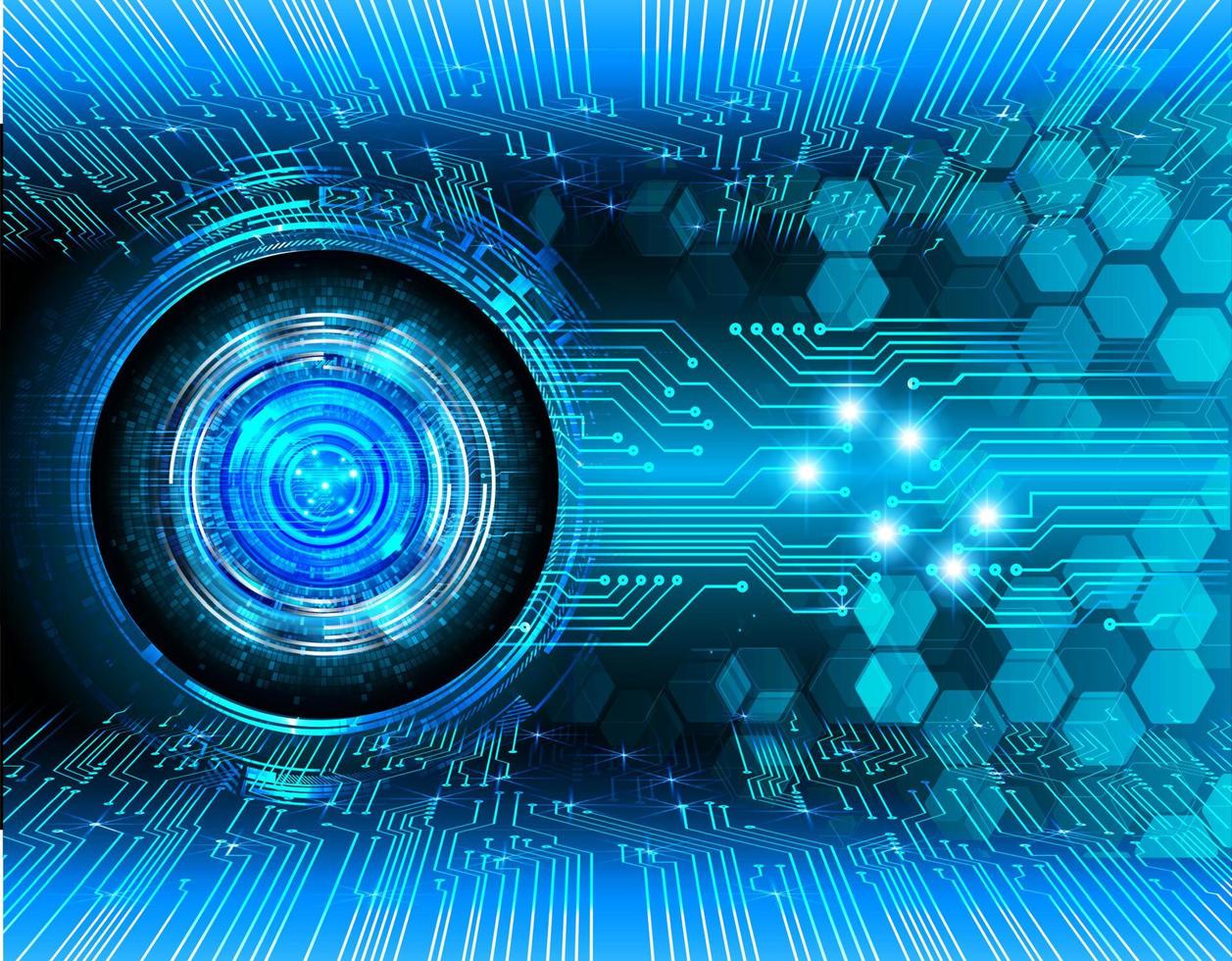 Blue eye cyber circuit future technology concept background vector